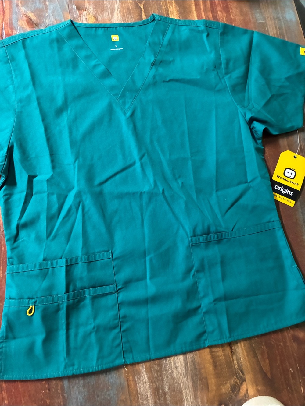 WonderWink Teal V-Neck Scrub Top Women’s Large